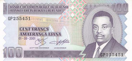 Burundi p37c 100 Francs 2001
